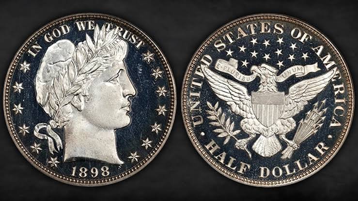 1898 Barber Half Dollar obverse showing Liberty portrait with LIBERTY headband and eagle reverse